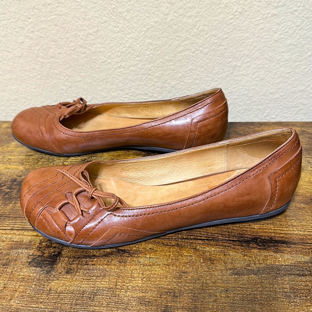 Miz Mooz Ditto Flat Ballet Shoe, Whiskey Brown, Size 7.5